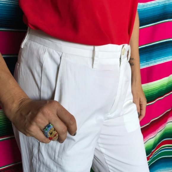 ASOS Sisley Striped White Trousers - Picture 3 of 6